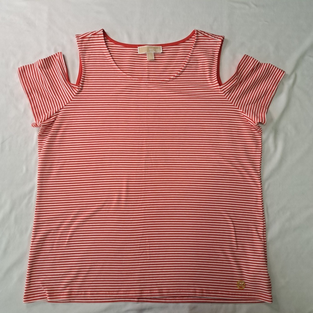Michael Kors Women's XL Striped Cold Shoulder‎ Top Contemporary Casual Preppy